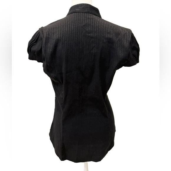 Express Black Button-Up Pleated Blouse with pockets, Large - Picture 3 of 9